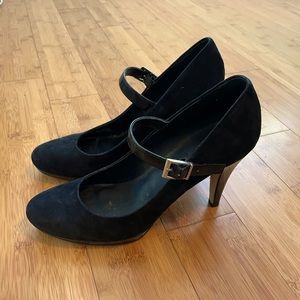 Franco Sarto Black Suede mary jane Heels